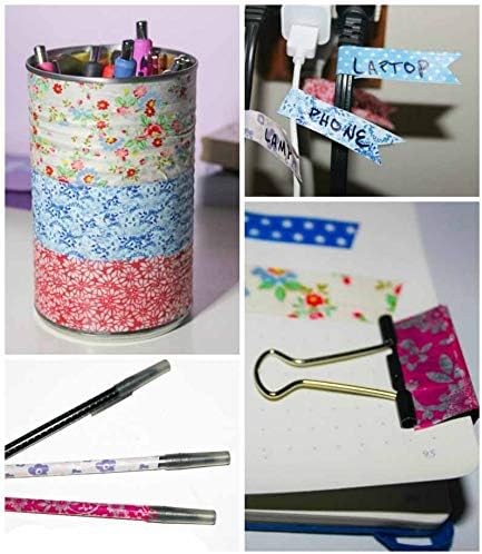 CooBigo Washi Tape Set, 12 Rolls 4 Size Decorative Masking Washi Tapes for Craft, Scrapbook, DIY, Planners, Gift Wrapping (Cherry Blossom Party)