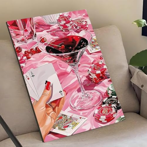 Pink Poker Diamond Art Kits for Adults Diamond Painting Kits 12X16 inch
