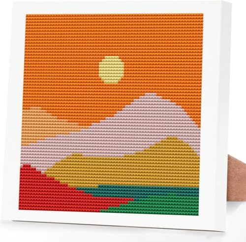 Sun Mountains Stamped Cross Stitch Kits for Adults Beginners with Framed