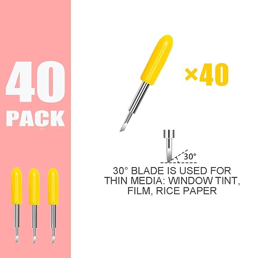 THANMAO 40 Pcs Fine Point Replacement Blades Compatible with Explore Air 2/Air 3/Explore 4/Maker/Maker 3/Maker 4 Cutting Machines(Yellow 30 Degree Fine Point Blades)