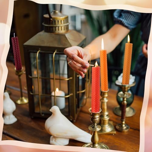 Yuntau 24 Pcs Beeswax Candle Making Kit, 8 x 8 Inches, Fall Color