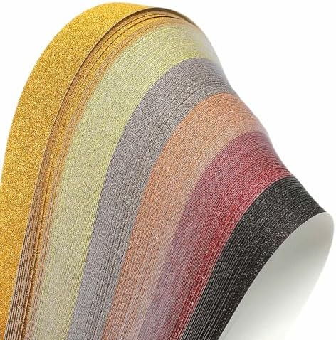 MECCANIXITY 200 Sheets Origami Paper Glitter Stars Papers Gold,Red,Orange,Black Fold Paper for Beginner Arts Crafts Projects,0.4 x 8.7 Inch