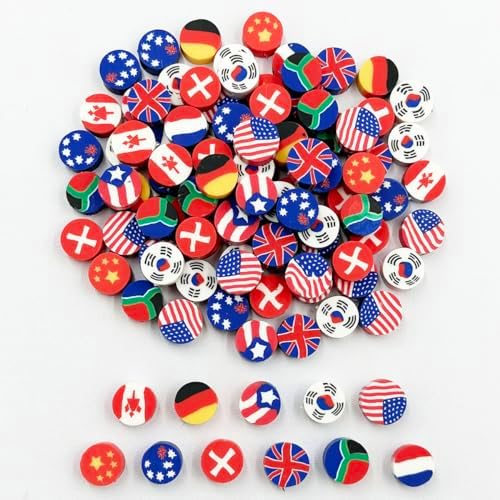 Flag Handmade Polymer Clay Beads, 100pcs Polymer Clay Spacer Beads for Women Jewelry Making DIY Charms Bracelet Necklace Hair Clip Accessories Handmade Craft
