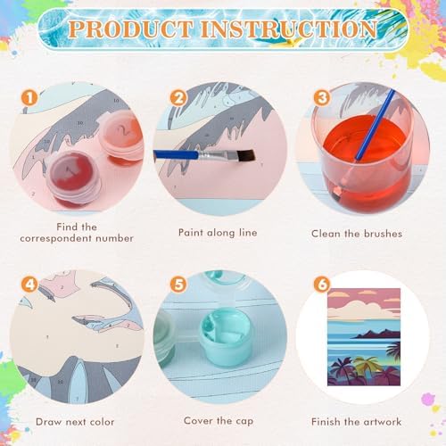 Humyoun 12 Pack 9 x 12 Inch Paint by Numbers Kit for Adults Beginners DIY Acrylic Oil Painting Paint by Number Kits Drawing Paintwork on Canvas Without Frame for Home Decor(Hawaiian Style)