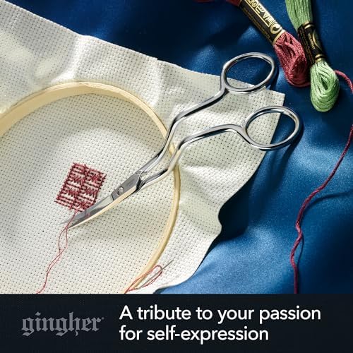 Gingher 6" Double-Curved Embroidery & Applique Scissors for Crafting