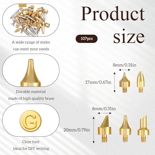 105 Pieces Wood Burning Tip Letters Set Including Letter Number Symbol Alphabet Template for Wood Burner DIY Embossing Carving
