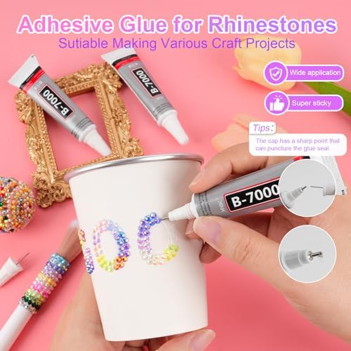Canvalite 40000Pcs 40 Colors Jelly Rhinestones for Bedazzling, 3mm Multicolor Resin Flatback Gems for Diamond Art, Bedazzler Kit with 3Pcs 10ml B7000 Jewelry Glue for Crafting Book Shoes Nail Art
