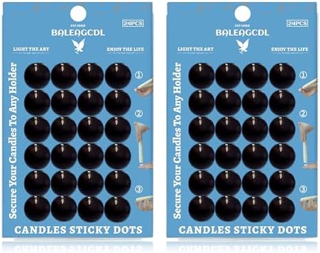 Candle Sticky Dots - Black Wax Candle Adhesive Dots - Unscented Cire Adhesive for Secure Candle Placement - Easy Clean for DIY Projects - Pack of 48