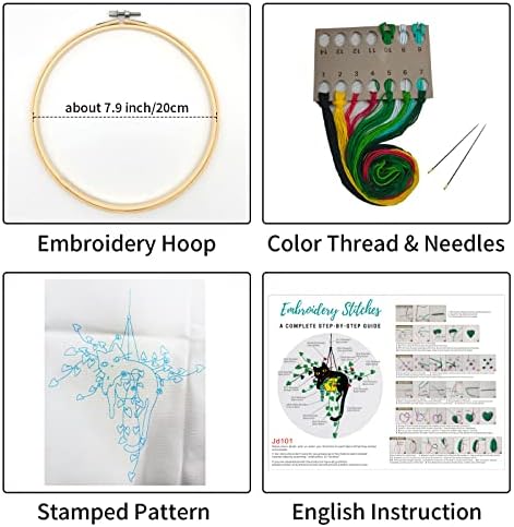Louise Maelys Stamped Cat Embroidery Kit for Beginners Needlework
