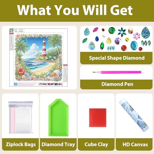 Beach Diamond Art Kits for Adults Special Shape Diamond Painting