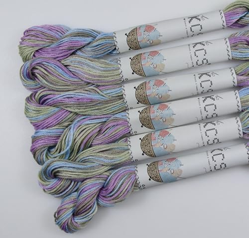 KCS Big skeins of 25 Meters Size 25 Color Variegated Cross Stitch Stranded Threads,6 skeins,4523