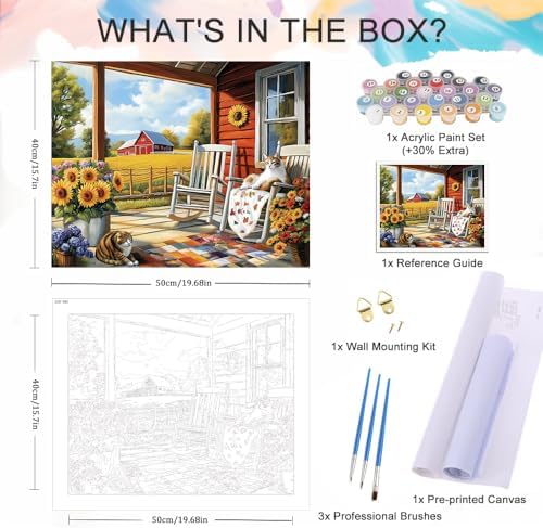 Natuyalo Farm Life Paint by Numbers for Adults Beginners - Paint by Number Natural Landscape on Canvas Without Frame, DIY Acrylic Painting for Gift Home Wall Decor 16x20 Inch
