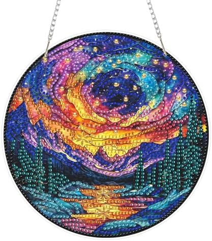 HMZephitiquc Aurora Hanging Diamond Art Kits for Adults, Special Shaped Crystal Diamond Painting Suncatchers, 5D Gem Art for Adults, Sun Catchers DIY Craft Kits for Gift Home Decor