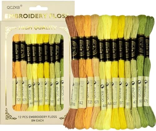 Premium Rainbow Color Embroidery Floss - Cross Stitch Threads - Friendship Bracelets Floss - Crafts Floss - 12 Skeins Per Pack Embroidery Floss,Sunny Vitality Color