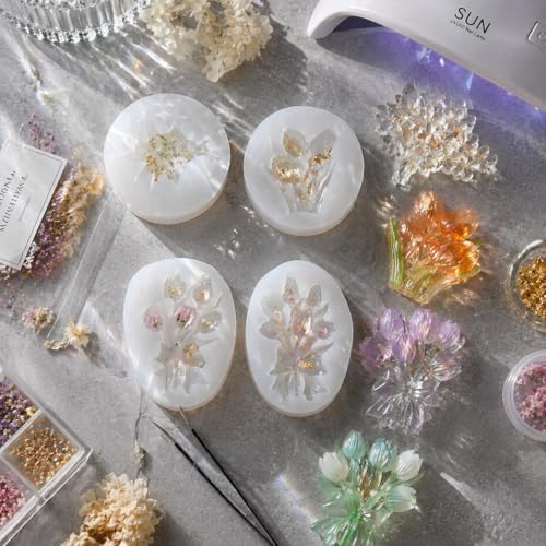 4PCS 3D Flower Bouquet Silicone Molds for Soap,Candle & Resin Crafts