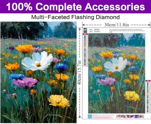 Diamond Art Kits for Adults, Flowers Diamond Art Painting Kits for Adults