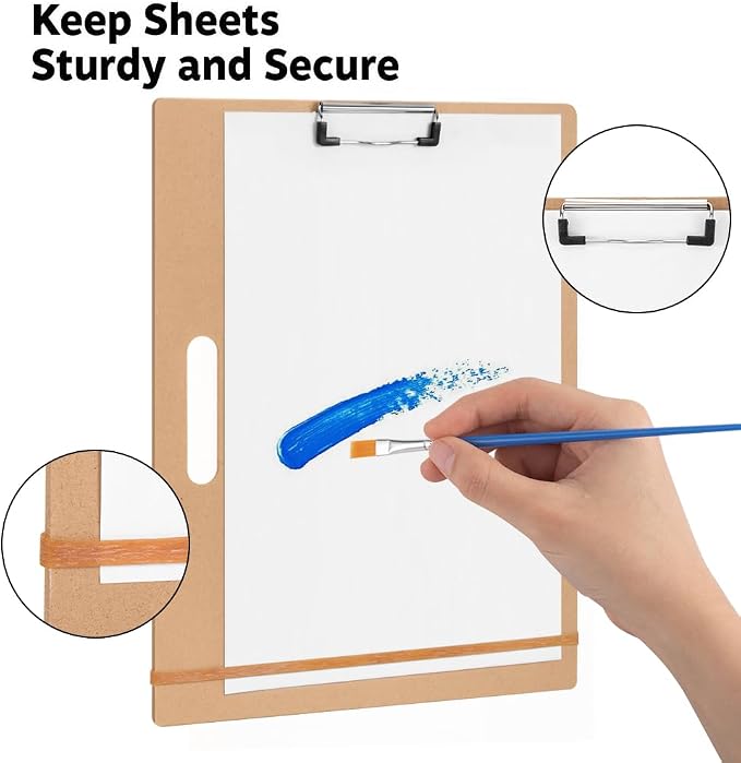 14"x18" Drawing Board with Clip, Rubber Bands and Carry Handle | Portable Lightweight Art Board For Sketching, Durable Watercolor Board For Artists Indoor Outdoor Use, Art Supply