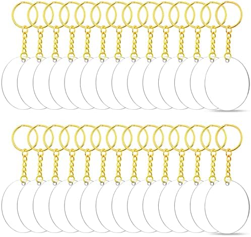 Audab Acrylic Keychain Blanks (108 pcs) - Including Acrylic Ornament Blanks, Gold Key Chain Rings and Jump Rings for DIY Projects
