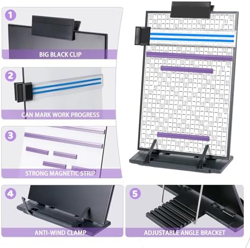 UNIMEIX Paper Stand Chart Knitting Pattern Holder with 8 Replacement Magnets Cross Stitch Supplies and Accessories for Crafts Work, 12" L x 8.4" W