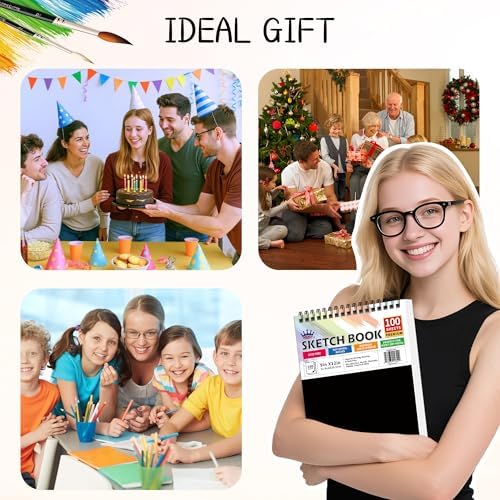 WINNER 9" x 12" Sketch Book 4 Pack, 400 Sheets Spiral Bound Art Sketchbook, 68lb/100gsm White Acid Free Drawing Pad, Sketching Drawing Writing Sketch Pad, Art Supplies for School, Kids, Adults &Teens