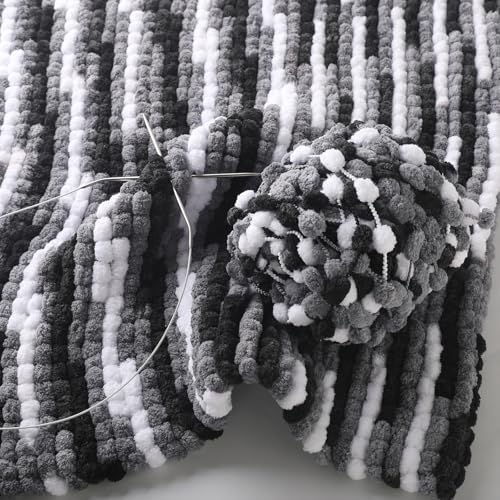 Hand-Woven Ball Yarn, 4 Pack, 380g Total, for Blankets, Cushions, and Pet Nests, Fluffy Chunky Craft Yarn (Panda)