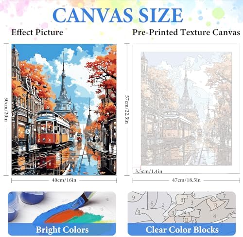 PRASIO Paint by Numbers Kit for Adults Beginner, Landscape Adult Paint by Number Kits, DIY Acrylic Paint by Numbers Kit for Adults Canvas for Home Decor Gift 16x20 Inch
