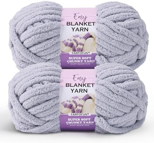 2 Pack Chunky Chenille Yarn for Crocheting Hand Knitting,Soft Thick Bulky Chunky Fluffy Plush Velvet Crochet Blanket Yarn for Crocheting Baby Blankets/DIY Crafts/Home Decor 2 * 100g(Grey)