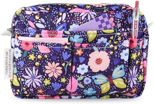 Multiple Pockets Portfolio Organizer with Zippered,Storage Pencil Pouch Bag