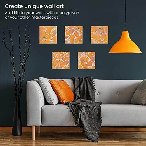 ARTEZA Stretched Canvas, 8 x 8 Inches, Pack of 12, Blank White Square Canvas for Painting for Acrylic, Oil and Gouache Paints | White Cotton Surface, Wood Bars, Pre-Primed, For Acrylic, Oil, Gouache, Tempera, Pouring Art and Wall Sets