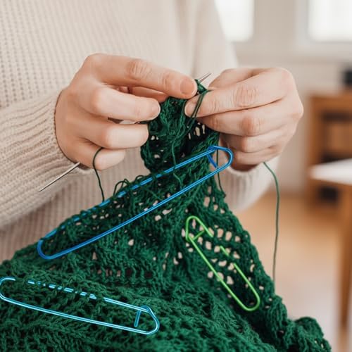 HJZHII 12Pcs Knitting Stitch Holder, 6 Sizes Colorful Crochet Stitch Holder