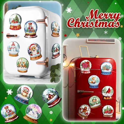 Motipuns 30 Pcs Diamond Magnets,Christmas Colorful Crystal Ball,Blue
