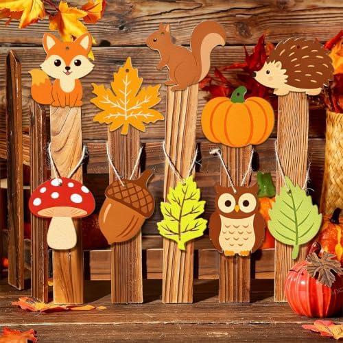 80PCS Wooden Fall Ornaments to Paint Thanksgiving Decorations, 10 Styles DIY Blank Autumn Unfinished Wood Maple Leaves Turkey Pumpkin Halloween Cutouts Ornament for Crafts Birthday Party Gifts Hanging