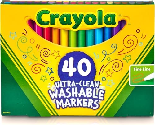 Crayola Ultra Clean Fine Line Washable Markers (40ct), School Supplies, Classroom Teacher Must Haves, Homeschool Essentials, Gifts for Kids, Ages 3, 4, 5 (Pack of 10)