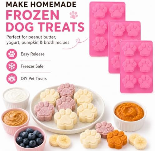 Set of 3 Pack X Silicone Dog Pet Animal Paw Print Ice Cube Chocolate Soap Candle Tray Mold Party Maker