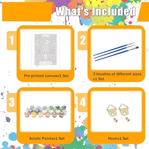 GOUOYANA Paint By Numbers Kit for Adults-Skull THE Show Funny Canvas | Adult Paint by Number Kits on Canvas for Painting DIY Skull THE SHOW Painting Art by Numbers for Home Wall Art Gift 12X16in