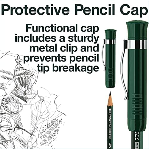Faber-Castell Perfect Pencil Castell 9000 and 3 Count Refill - #2 Lead | Includes Sharpener, Protector, and Pencil Extender