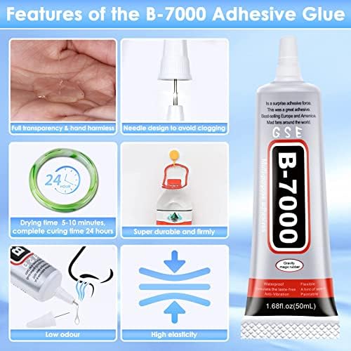 B7000 Glue for Rhinestones Crafts, 3PCS Clear B-7000 Super Jewelry Glue