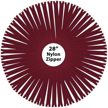 Mandala Crafts 40 PCs Burgundy Closed-End 28 Inches Nylon Zipper for Sewing