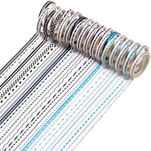 EORTA 30 Rolls Pastel Floral Washi Tape Set, Thin 5mm Skinny Masking Tape, Decorative Planner Tape for Scrapbooking, Journaling, Gift Wrapping & DIY Crafts (Minimal Neutral Lines, 5mm)