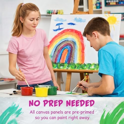 Epakh 12 Pcs Black Canvas for Painting Stretched Canvas Cotton Square Triangle Hexagon Blank Boards Panels Art with Frame Panel Stretched Boards for Oil Acrylic(6 Inch)