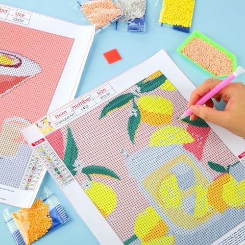 Yeaqee 4Pcs Diamond Art Kits for Adult Gem Painting Kit, Cocktail Glass