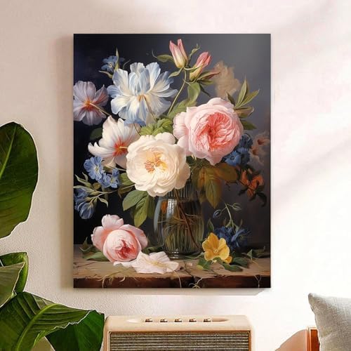 Reivworl Flowers Paint by Numbers Kit for Adults, Flowers Paint by Number for Adults, Adult Paint by Number Kits for Gifts and Home Wall Decor 16x20 Inch