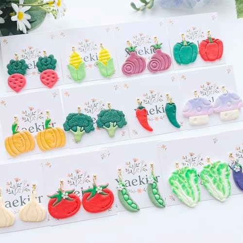 Vegetable Polymer Clay Cutters Set, Garden Clay Cutters with Pumpkin, Mushroom, Corn and Vegetable Shapes, Polymer Clay Molds, Clay Earring Cutters for DIY Jewelry Making