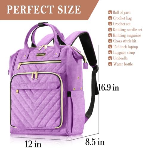 Kuosdaz Knitting Bag Backpack, Yarn Organizer, Quilted Backpack for Women