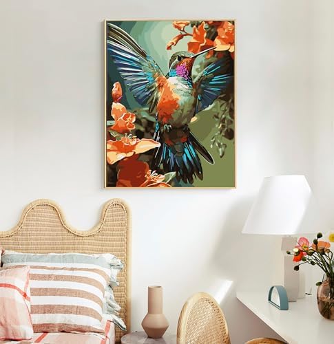Paint by Numbers Kit for Adults, Hummingbird Acrylic Canvas Painting Set