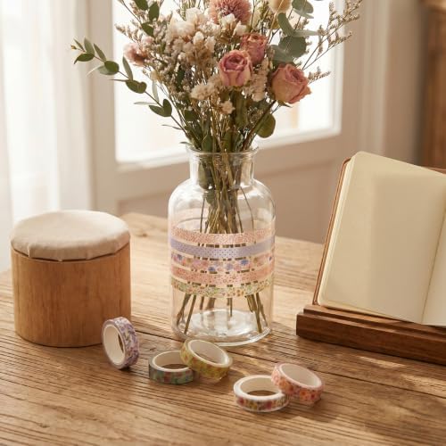 cobee 10 Rolls Sparkling Gold Foil Washi Tape Set, Decorative Masking Tape