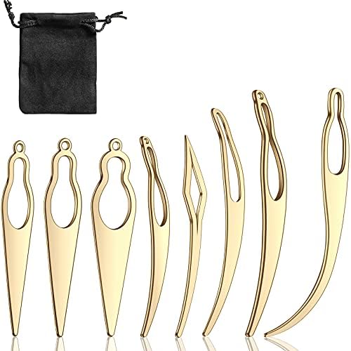 WILLBOND 8 Pcs Interlocking Tool for Locs Dreadlocks Crochet Hook, Gold