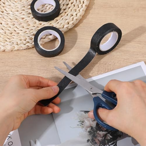 Ymapinc 3 Rolls Black Washi Tape Set 33Yds, 0.59Inx11Yds Thin Craft Masking Scrapbooking Tape, Decorative Tapes Pack, Washi Tapes for Scrapbooking/Book/DIY Craft/Journal/Gift Wrapping Art