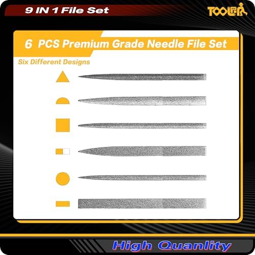 TOOLAN: 8-In-1 Needle File & Saw Set With Storage box, 6 pcs Small Diamond Files, for Metal, Jewlers, Wood, Leather and Plastic, Ergonomic Designed Handle With Quick Change Mechanism