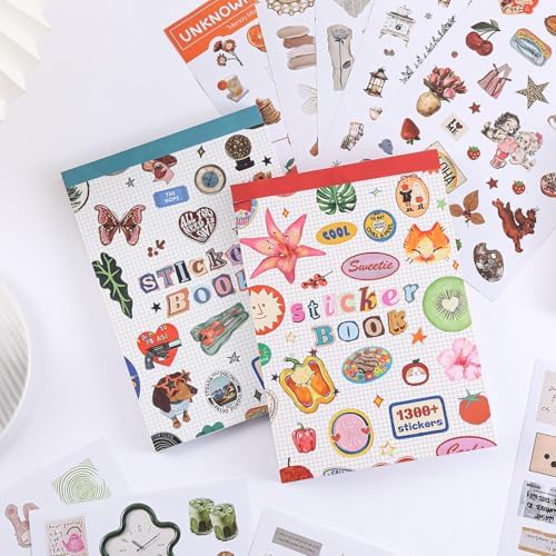 Girl's Korean Sticker Book, Food and Daily Life Theme - 1300+ Cute Dream Style Foodie Stickers, for DIY Scrapbooking Journaling Handbook Decoration Pink